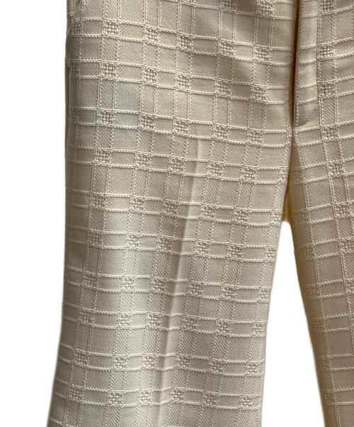 GUCCI（グッチ）GUCCI (グッチ) ホースビット ツイード センダープレス ワイドフレアパンツ アイボリー サイズ:40の古着・服飾アイテム