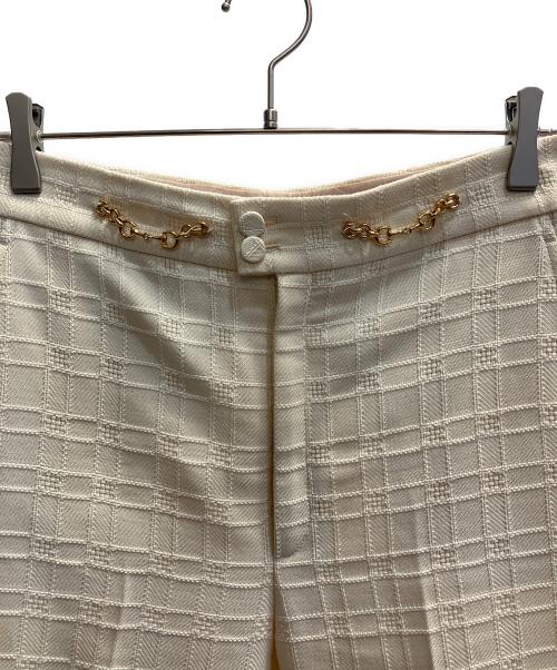 GUCCI（グッチ）GUCCI (グッチ) ホースビット ツイード センダープレス ワイドフレアパンツ アイボリー サイズ:40の古着・服飾アイテム