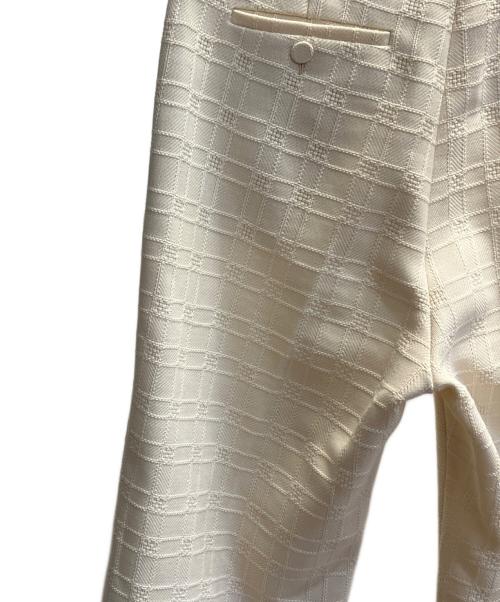 GUCCI（グッチ）GUCCI (グッチ) ホースビット ツイード センダープレス ワイドフレアパンツ アイボリー サイズ:40の古着・服飾アイテム