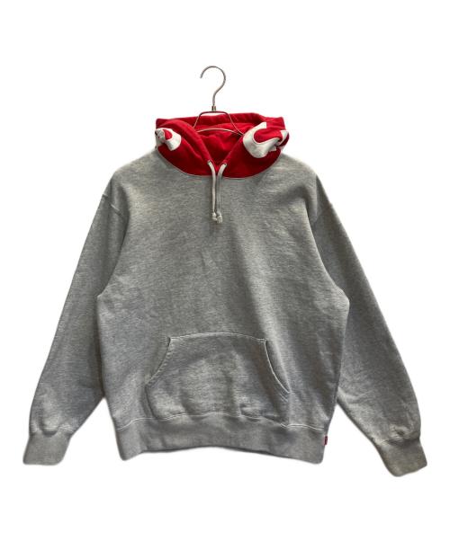 SUPREME（シュプリーム）SUPREME (シュプリーム) Contrast Hooded Sweatshirt グレー×レッド サイズ:Mの古着・服飾アイテム