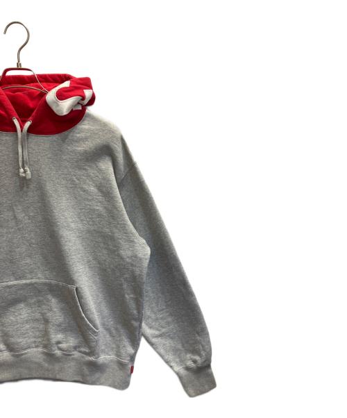 SUPREME（シュプリーム）SUPREME (シュプリーム) Contrast Hooded Sweatshirt グレー×レッド サイズ:Mの古着・服飾アイテム
