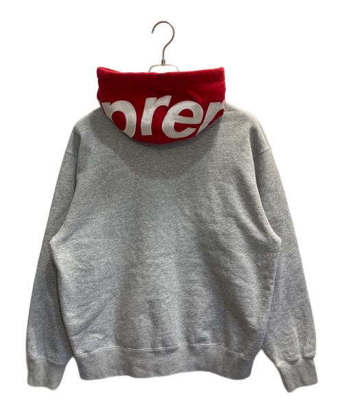SUPREME（シュプリーム）SUPREME (シュプリーム) Contrast Hooded Sweatshirt グレー×レッド サイズ:Mの古着・服飾アイテム