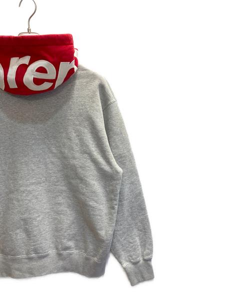 SUPREME（シュプリーム）SUPREME (シュプリーム) Contrast Hooded Sweatshirt グレー×レッド サイズ:Mの古着・服飾アイテム