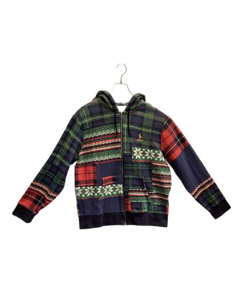 POLO RALPH LAUREN（ポロ・ラルフローレン）POLO RALPH LAUREN (ポロ・ラルフローレン) ジップパーカー ネイビーグリーン×レッド サイズ:LGの古着・服飾アイテム