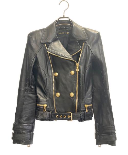 H&M（エイチアンドエム）H&M (エイチアンドエム) BALMAIN (バルマン) レザーバイクジャケット ブラック サイズ:Sの古着・服飾アイテム