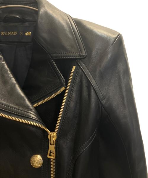 H&M（エイチアンドエム）H&M (エイチアンドエム) BALMAIN (バルマン) レザーバイクジャケット ブラック サイズ:Sの古着・服飾アイテム