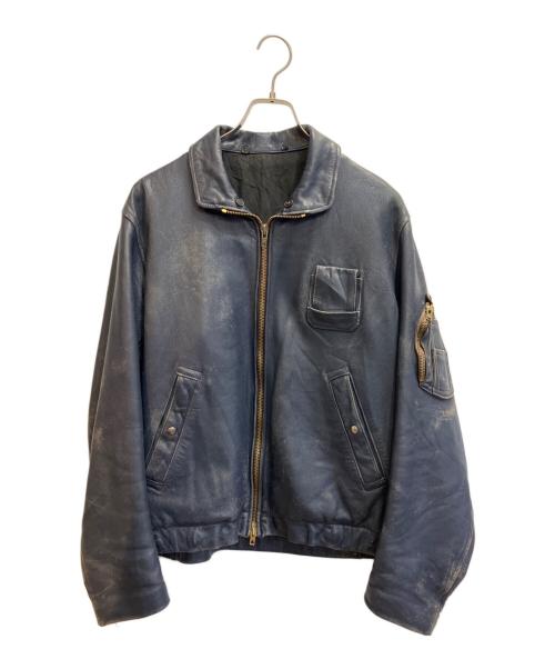 不明（フメイ）不明 (不明) フライトレザージャケット ネイビー サイズ:FREEの古着・服飾アイテム