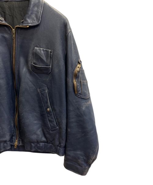 不明（フメイ）不明 (不明) フライトレザージャケット ネイビー サイズ:FREEの古着・服飾アイテム