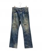 ISAMU KATAYAMA BACKLASHイサムカタヤマ・バックラッシュ）の古着「ダメージデニムパンツ」｜インディゴ