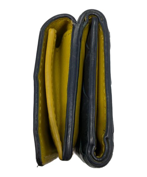 BOTTEGA VENETA（ボッテガベネタ）BOTTEGA VENETA (ボッテガベネタ) 3つ折り財布 ブラック×イエローの古着・服飾アイテム