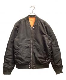 DIESEL（ディーゼル）の古着「クラッシュ加工MA-1ジャケット」｜ブラック×オレンジ
