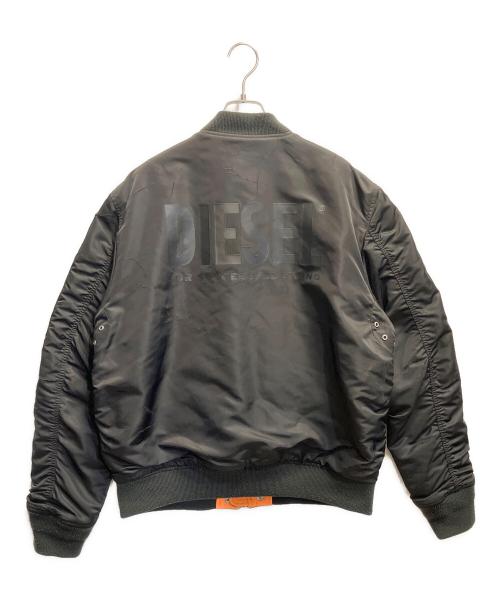 DIESEL（ディーゼル）DIESEL (ディーゼル) クラッシュ加工MA-1ジャケット ブラック×オレンジ サイズ:Lの古着・服飾アイテム