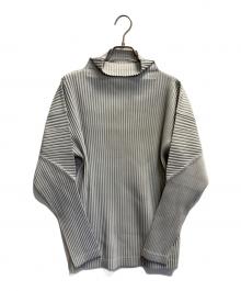 HOMME PLISSE ISSEY MIYAKE（オム プリッセ イッセイ ミヤケ）の古着「プリーツハイネックカットソー」｜グレー