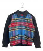SUPREMEシュプリーム）の古着「Plaid Front Zip Sweater」｜ブルー×ブラック×レッド