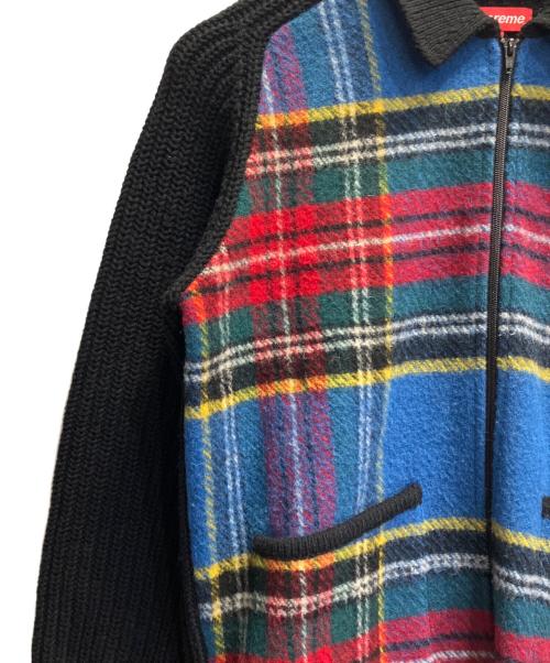 SUPREME（シュプリーム）Supreme (シュプリーム) Plaid Front Zip Sweater ブルー×ブラック×レッド サイズ:Lの古着・服飾アイテム