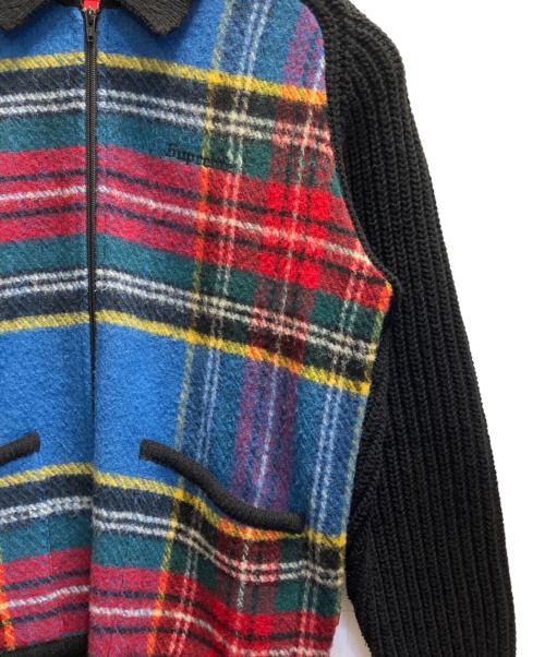 SUPREME（シュプリーム）Supreme (シュプリーム) Plaid Front Zip Sweater ブルー×ブラック×レッド サイズ:Lの古着・服飾アイテム