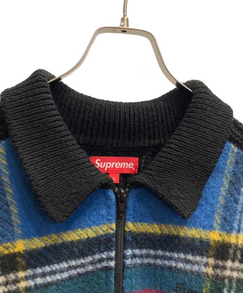 SUPREME（シュプリーム）Supreme (シュプリーム) Plaid Front Zip Sweater ブルー×ブラック×レッド サイズ:Lの古着・服飾アイテム