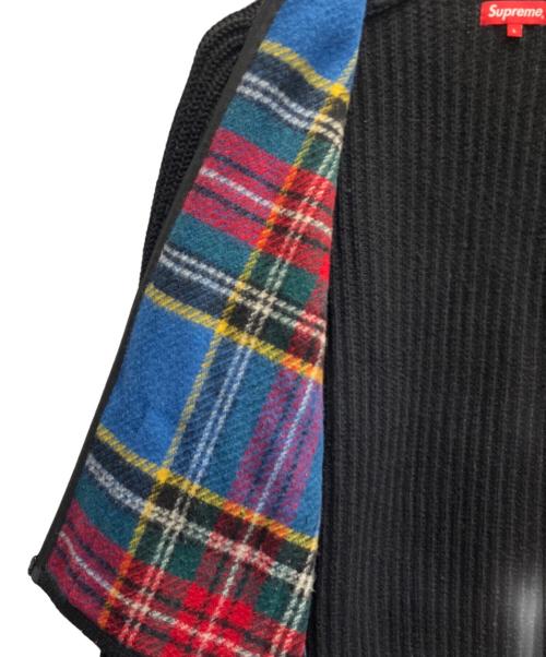 SUPREME（シュプリーム）Supreme (シュプリーム) Plaid Front Zip Sweater ブルー×ブラック×レッド サイズ:Lの古着・服飾アイテム
