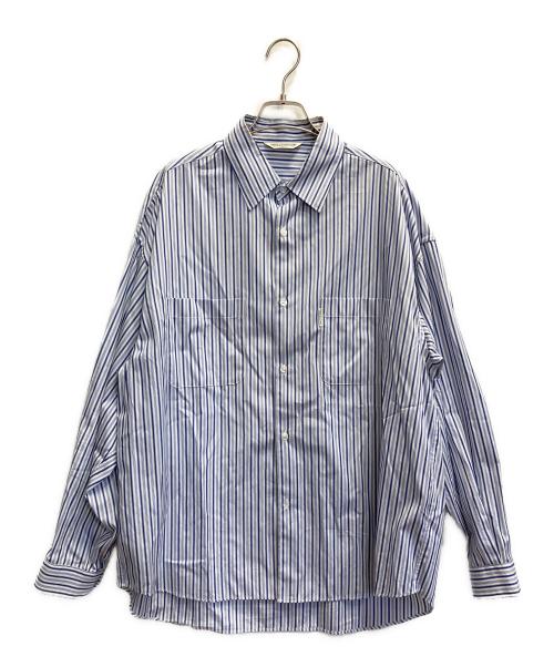 COOTIE PRODUCTIONS（クーティープロダクツ）COOTIE PRODUCTIONS (クーティープロダクツ) STRIPE BROAD L/S SHIRT ブルー サイズ:Ｍの古着・服飾アイテム