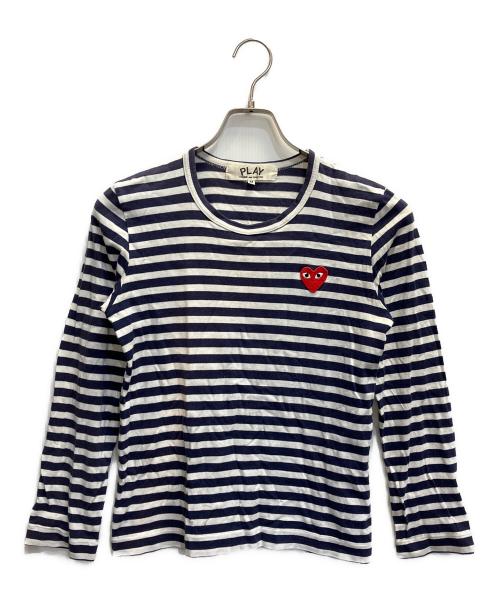 PLAY COMME des GARCONS（プレイコムデギャルソン）PLAY COMME des GARCONS (プレイコムデギャルソン) ボーダーカットソー ネイビー サイズ:Mの古着・服飾アイテム