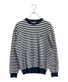 stussy（ステューシー）の古着「ボーダーニット」｜ホワイト×ネイビー