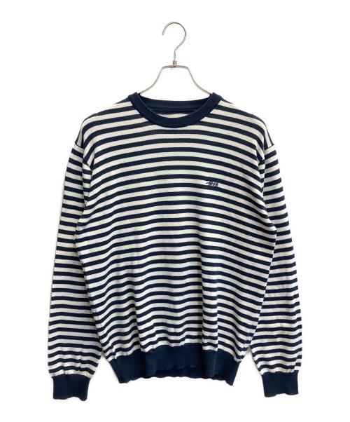 stussy（ステューシー）stussy (ステューシー) ボーダーニット ホワイト×ネイビー サイズ:Mの古着・服飾アイテム
