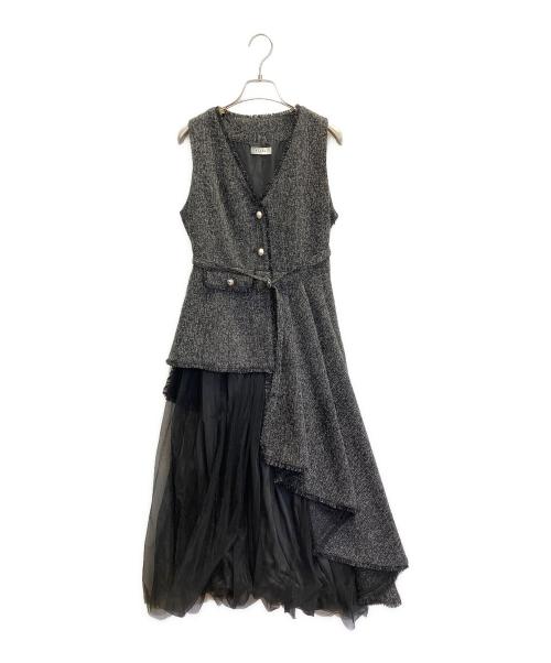 RANDA（ランダ）RANDA (ランダ) チュールレイヤードジャケットワンピース グレーの古着・服飾アイテム