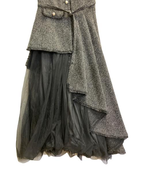 RANDA（ランダ）RANDA (ランダ) チュールレイヤードジャケットワンピース グレーの古着・服飾アイテム