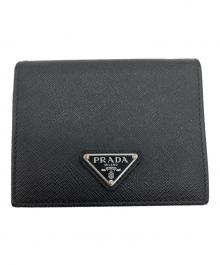 PRADA（プラダ）の古着「2つ折り財布」｜ブラック