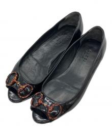 GUCCI（グッチ）の古着「オープントゥフラットシューズ」｜ブラック