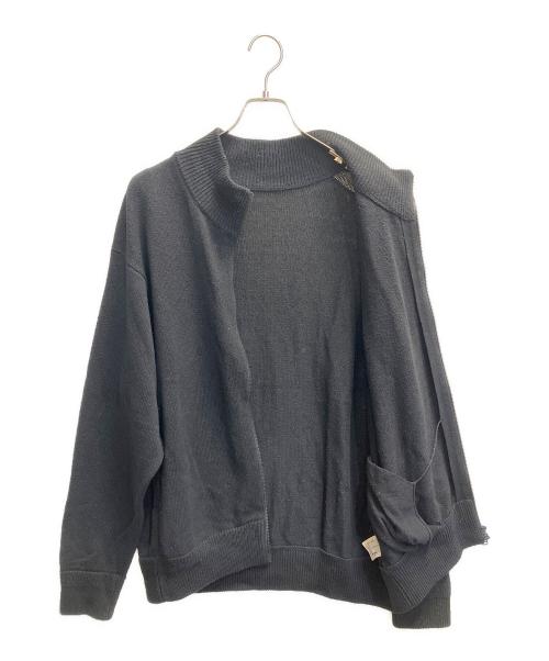 crepuscule（クレプスキュール）crepuscule (クレプスキュール) 24SS Silk Linen Zip CD ジップアップニット ブラック サイズ:1の古着・服飾アイテム