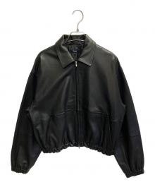 theory（セオリー）の古着「GLOSS LEATHER BOMBER JK」｜ブラック