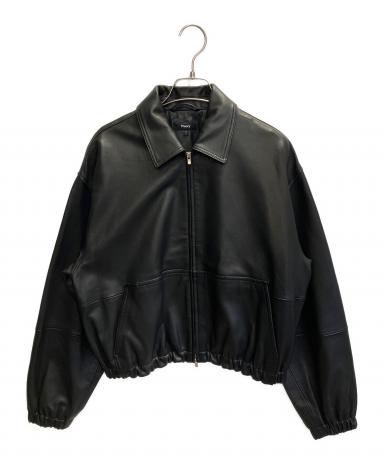 中古・古着通販】theory (セオリー) GLOSS LEATHER BOMBER JK ブラック