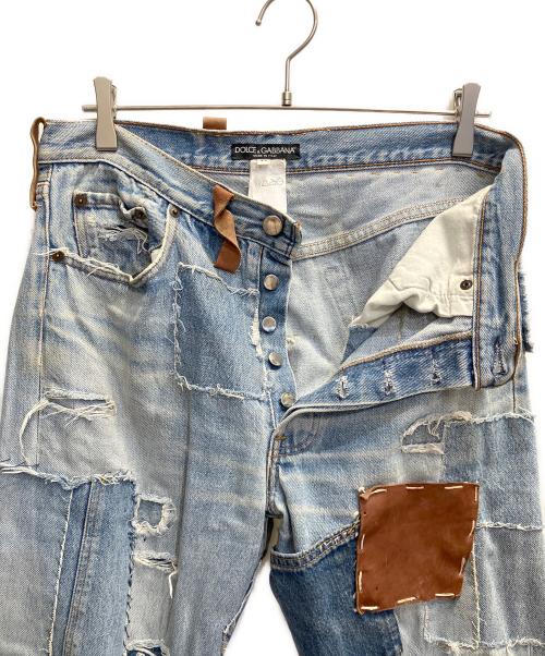 DOLCE & GABBANA（ドルチェ＆ガッバーナ）DOLCE & GABBANA (ドルチェ＆ガッバーナ) パッチワークデニムパンツ ブルー サイズ:111cm（W44）の古着・服飾アイテム