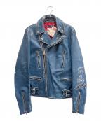 Lewis Leathers×COMME des GARCONSルイスレザース×コムデギャルソン）の古着「LIGHTNING FOREVER ダブルライダースジャケット」｜ブルー