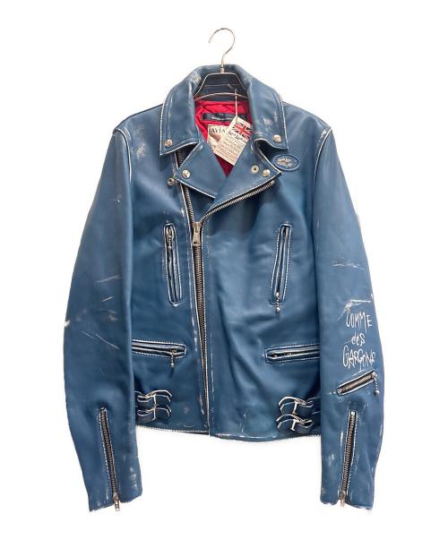 Lewis Leathers（ルイスレザース）Lewis Leathers (ルイスレザース) COMME des GARCONS (コムデギャルソン) LIGHTNING FOREVER ダブルライダースジャケット ブルー サイズ:38の古着・服飾アイテム