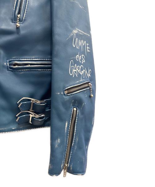 Lewis Leathers（ルイスレザース）Lewis Leathers (ルイスレザース) COMME des GARCONS (コムデギャルソン) LIGHTNING FOREVER ダブルライダースジャケット ブルー サイズ:38の古着・服飾アイテム