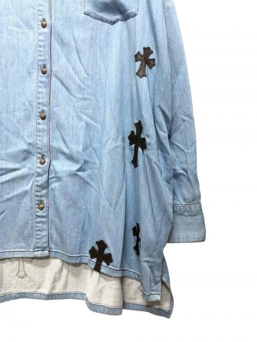 CHROME HEARTS（クロムハーツ）CHROME HEARTS (クロムハーツ) Y NOT Mahal Kita Denim Shirt ブルー サイズ:Ｍの古着・服飾アイテム