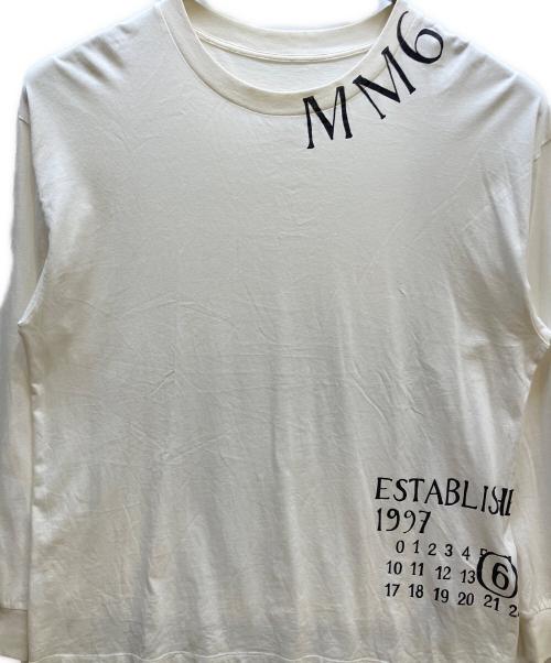 MM6 Maison Margiela（エムエムシックスメゾンマルジェラ）MM6 Maison Margiela (エムエムシックスメゾンマルジェラ) 長袖ロゴTシャツ ホワイト サイズ:Mの古着・服飾アイテム