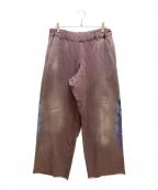 KAMIYAカミヤ）の古着「FIRE Distressed Sweat Pants（ファイア ディストレスト スウェットパンツ）」｜ブラウン