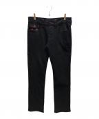 TRUE RELIGIONトゥルー レリジョン）の古着「Ricky Sn Flap 1/2" 32 Inseam- Embroidery（リッキー SN フラップ 1/2インチ 刺繍）」｜ブラック