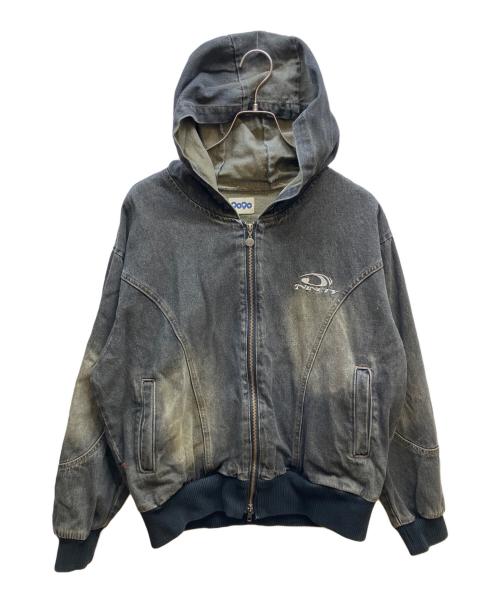 9090（9090）9090 (9090) Yoke Denim Zip Hoodie グレー サイズ:Mの古着・服飾アイテム