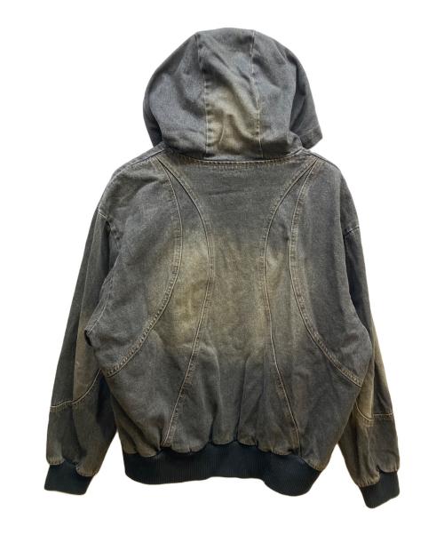 9090（9090）9090 (9090) Yoke Denim Zip Hoodie グレー サイズ:Mの古着・服飾アイテム