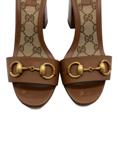 GUCCI（グッチ）GUCCI (グッチ) アンクルストラップサンダル ブラウン サイズ:36の古着・服飾アイテム