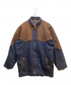 RUGGED CHOICEラグドチョイス）の古着「レザー切替ジャケット」｜ネイビー×ブラウン