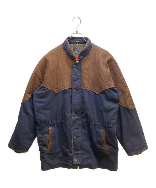 RUGGED CHOICE（ラグドチョイス）RUGGED CHOICE (ラグドチョイス) レザー切替ジャケット ネイビー×ブラウン サイズ:Mの古着・服飾アイテム