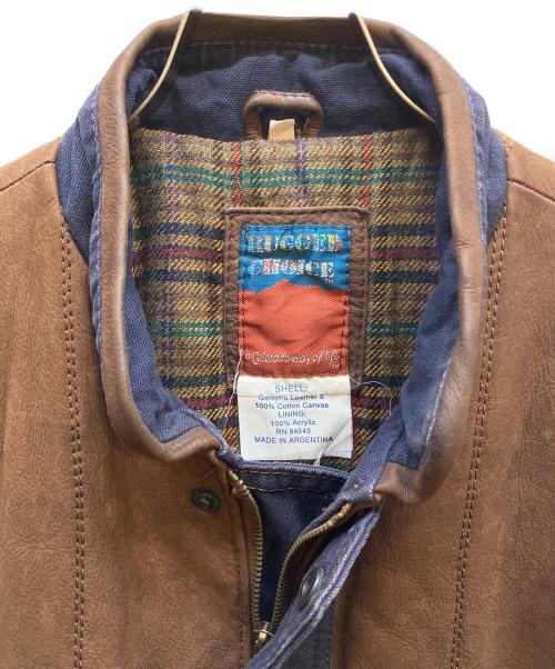 RUGGED CHOICE（ラグドチョイス）RUGGED CHOICE (ラグドチョイス) レザー切替ジャケット ネイビー×ブラウン サイズ:Mの古着・服飾アイテム