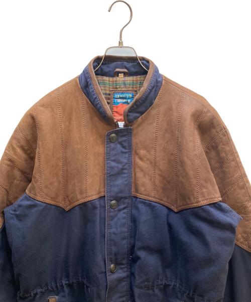 RUGGED CHOICE（ラグドチョイス）RUGGED CHOICE (ラグドチョイス) レザー切替ジャケット ネイビー×ブラウン サイズ:Mの古着・服飾アイテム