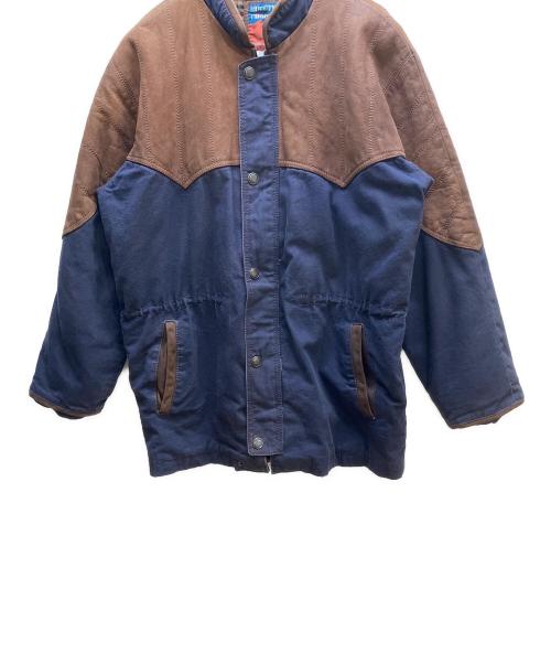 RUGGED CHOICE（ラグドチョイス）RUGGED CHOICE (ラグドチョイス) レザー切替ジャケット ネイビー×ブラウン サイズ:Mの古着・服飾アイテム