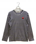 PLAY COMME des GARCONSプレイコムデギャルソン）の古着「長袖カットソー」｜ホワイト×ネイビー
